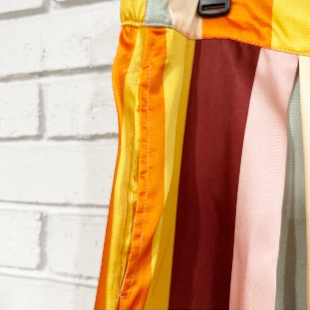 Fe Noel Vertical Stripe Satin 2 Piece Set Button Down Shirt and Wide Leg Pants - Picture 6 of 14